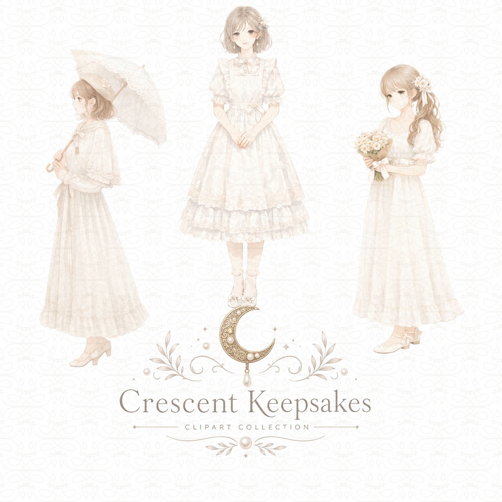 【40PNG クリップアート】Crescent Keepsakes 〜月と乙女の宝物箱〜