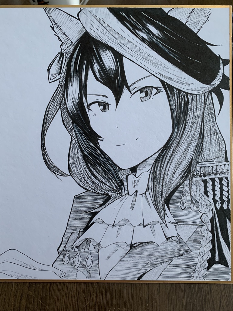 ウマ娘　シンボリルドルフ　モノクロ色紙