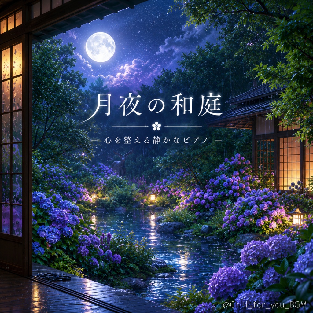【和風ピアノBGM】月夜の和庭 - 心を整える静かなピアノ -