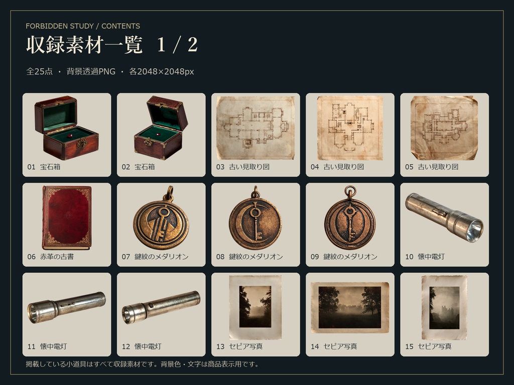 禁じられた書斎|ミステリーTRPG探索アイテム25点セット