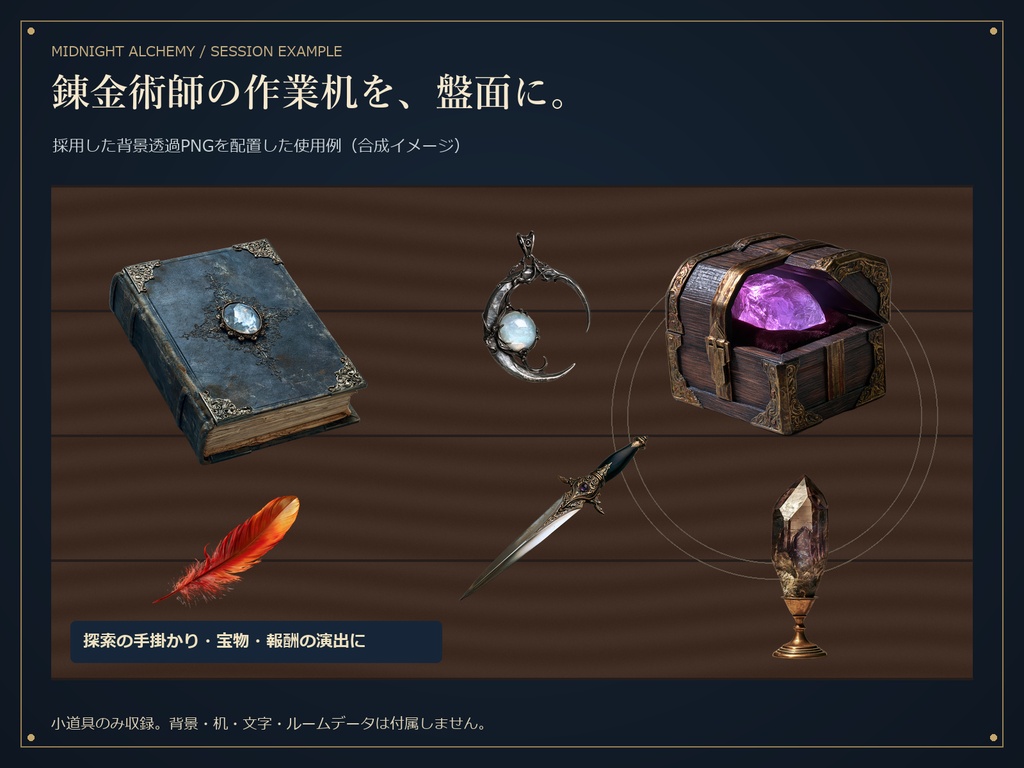 深夜の錬金術工房|ファンタジーTRPG魔法道具26点セット