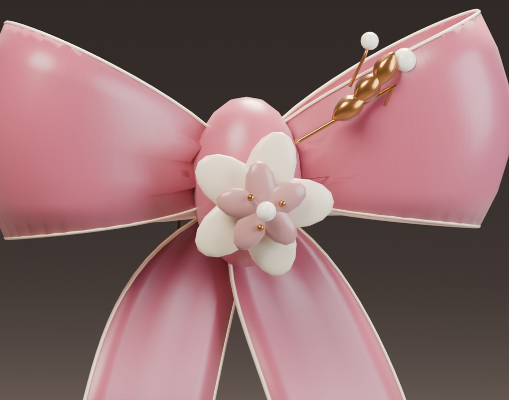 【10色セット】Petal Ribbon|陶花とパールのリボン髪飾り【MA設定・PhysBone付き】