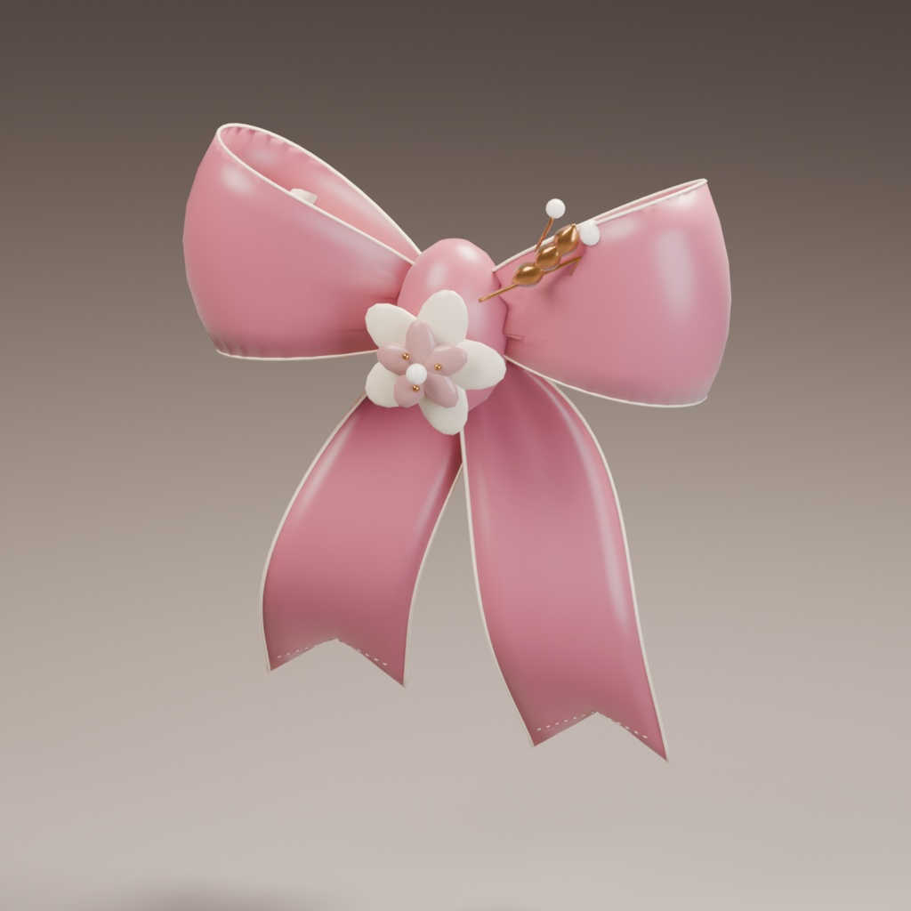 【10色セット】Petal Ribbon|陶花とパールのリボン髪飾り【MA設定・PhysBone付き】