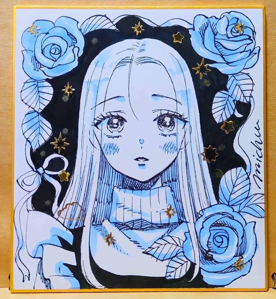 完売御礼【ミニ色紙原画】「薔薇と詩季」コピックイラスト