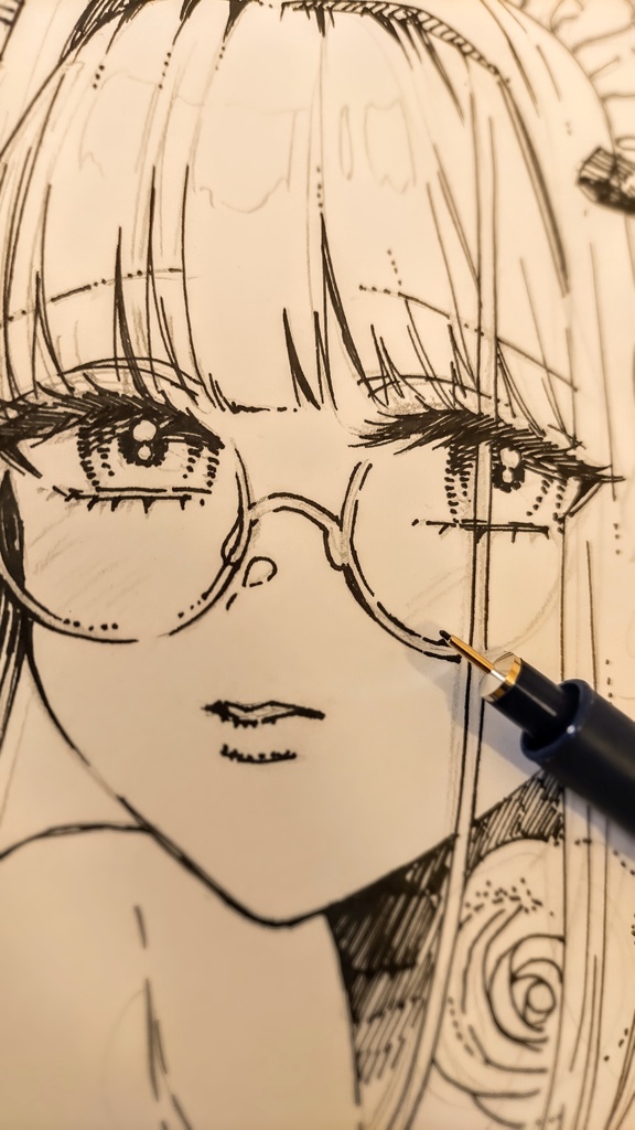 ご成約済【一点もの色紙原画】「薔薇メイドハイネ」【水彩コピック】