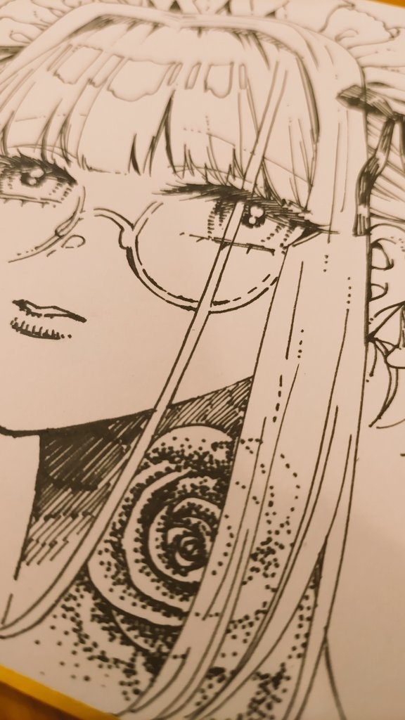 ご成約済【一点もの色紙原画】「薔薇メイドハイネ」【水彩コピック】