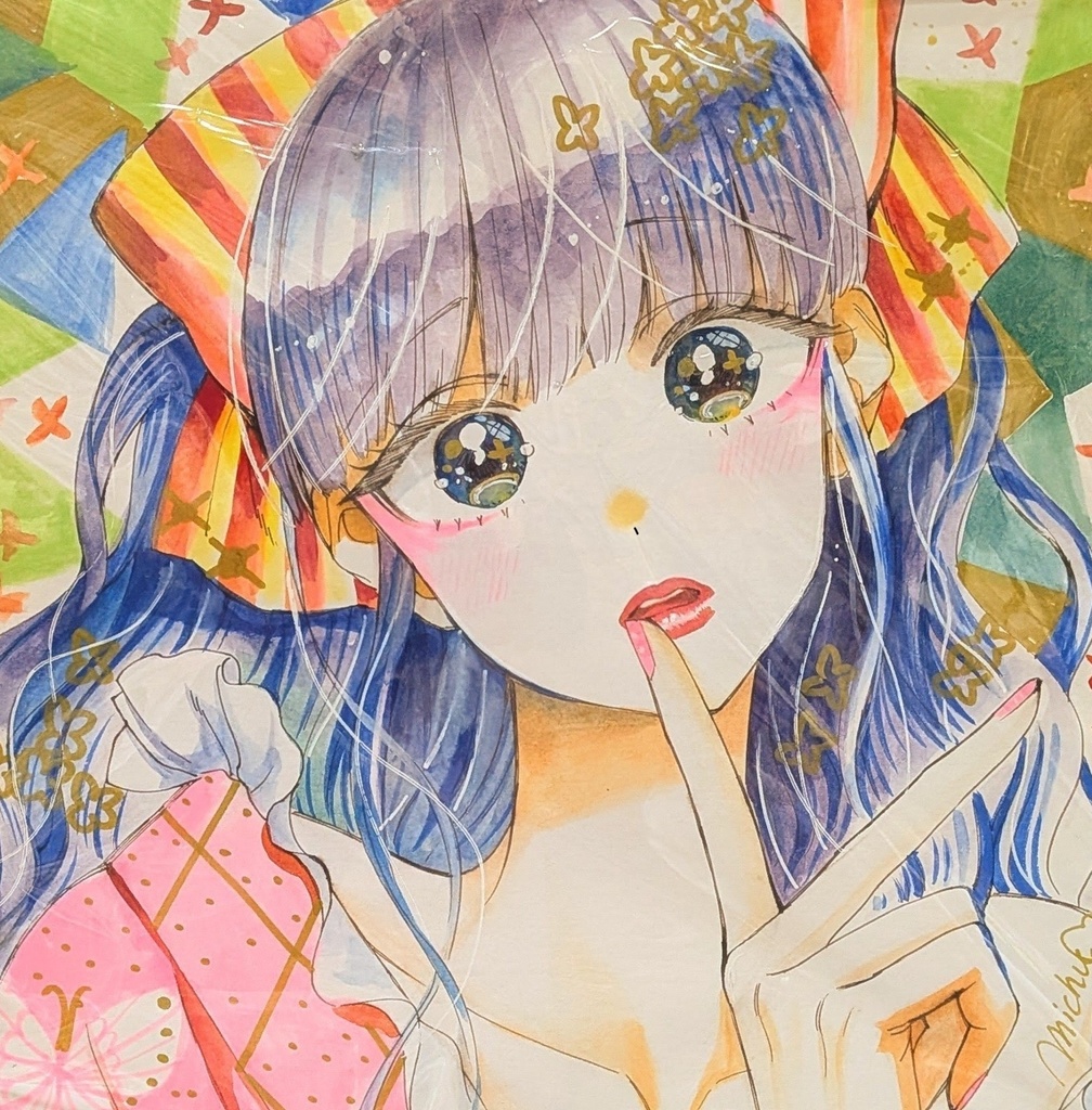  ご成約済【1点ものアナログ原画色紙販売】レトロモダンガール【水彩色紙】