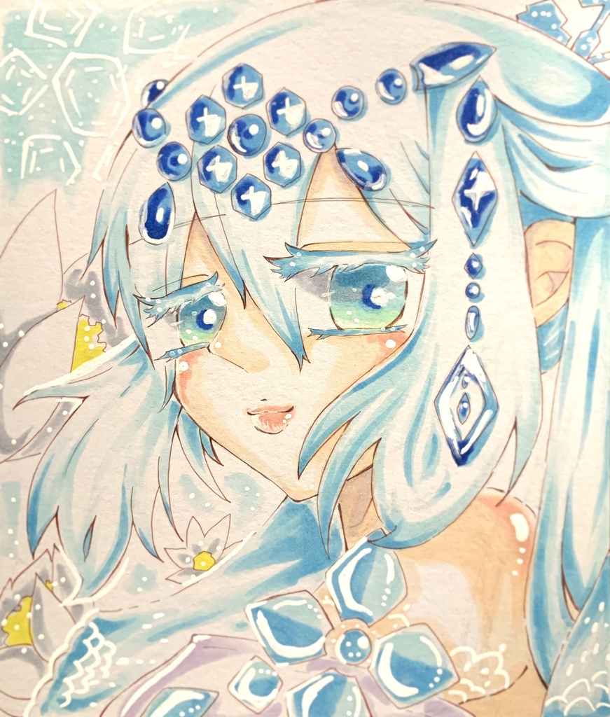 遊戯王 六花聖ティアドロップ 色紙