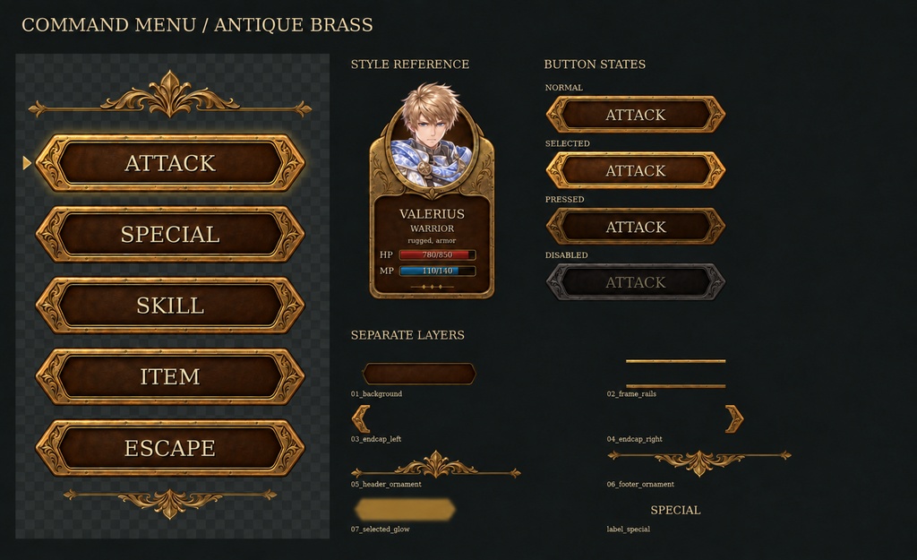 ファンタジーRPG UIアセット