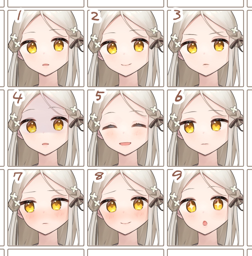 【TRPG立ち絵セット1_セーラー服差分】女性 少女 白髪ロング 制服 学生