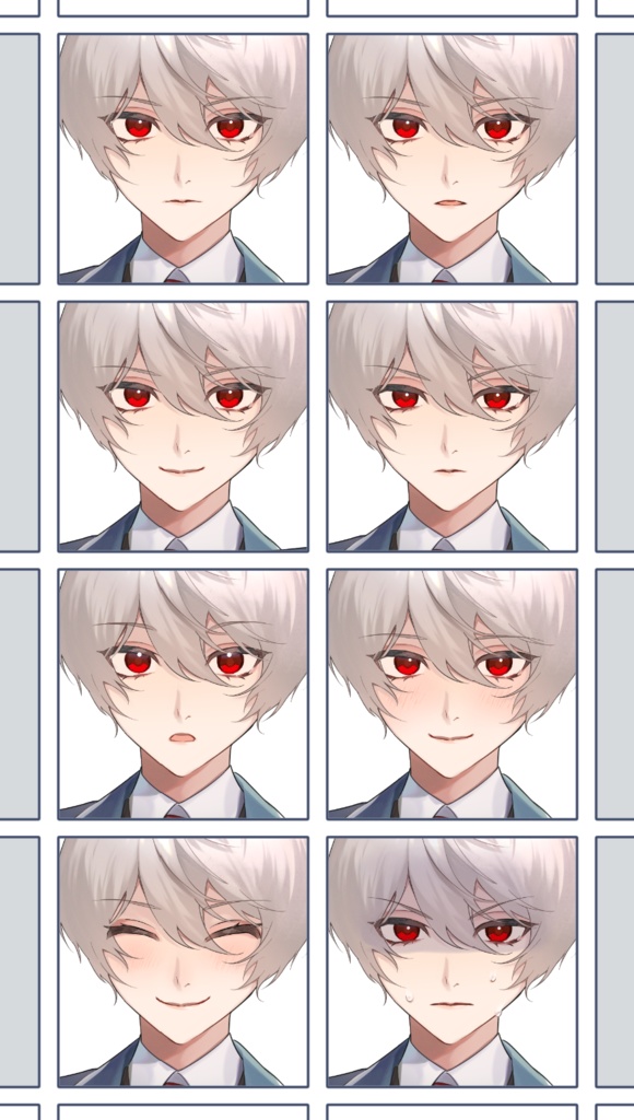 【TRPG立ち絵セット3_夏制服差分】銀髪 黒髪 男子高校生 制服 学生 少年 男性