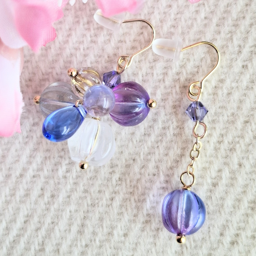 人魚の泡~海~チェコガラスの泡になって ピアス/イヤリング/ノンホールピアス