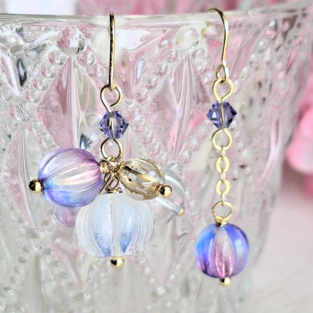 人魚の泡~海~チェコガラスの泡になって ピアス/イヤリング/ノンホールピアス