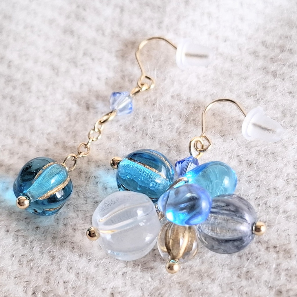 人魚の泡~愛~チェコガラスの泡になって ピアス/イヤリング/ノンホールピアス