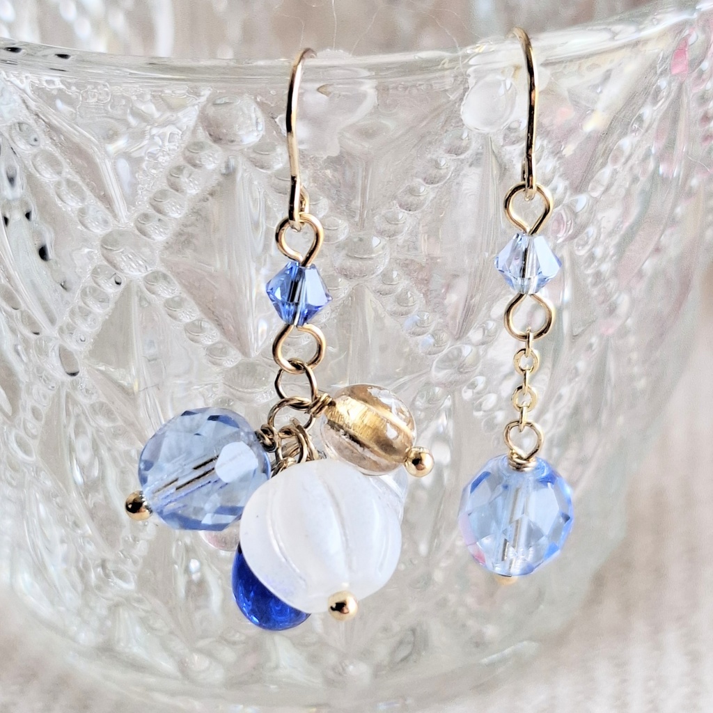 人魚の泡~空~チェコガラスの泡になって ピアス/イヤリング/ノンホールピアス