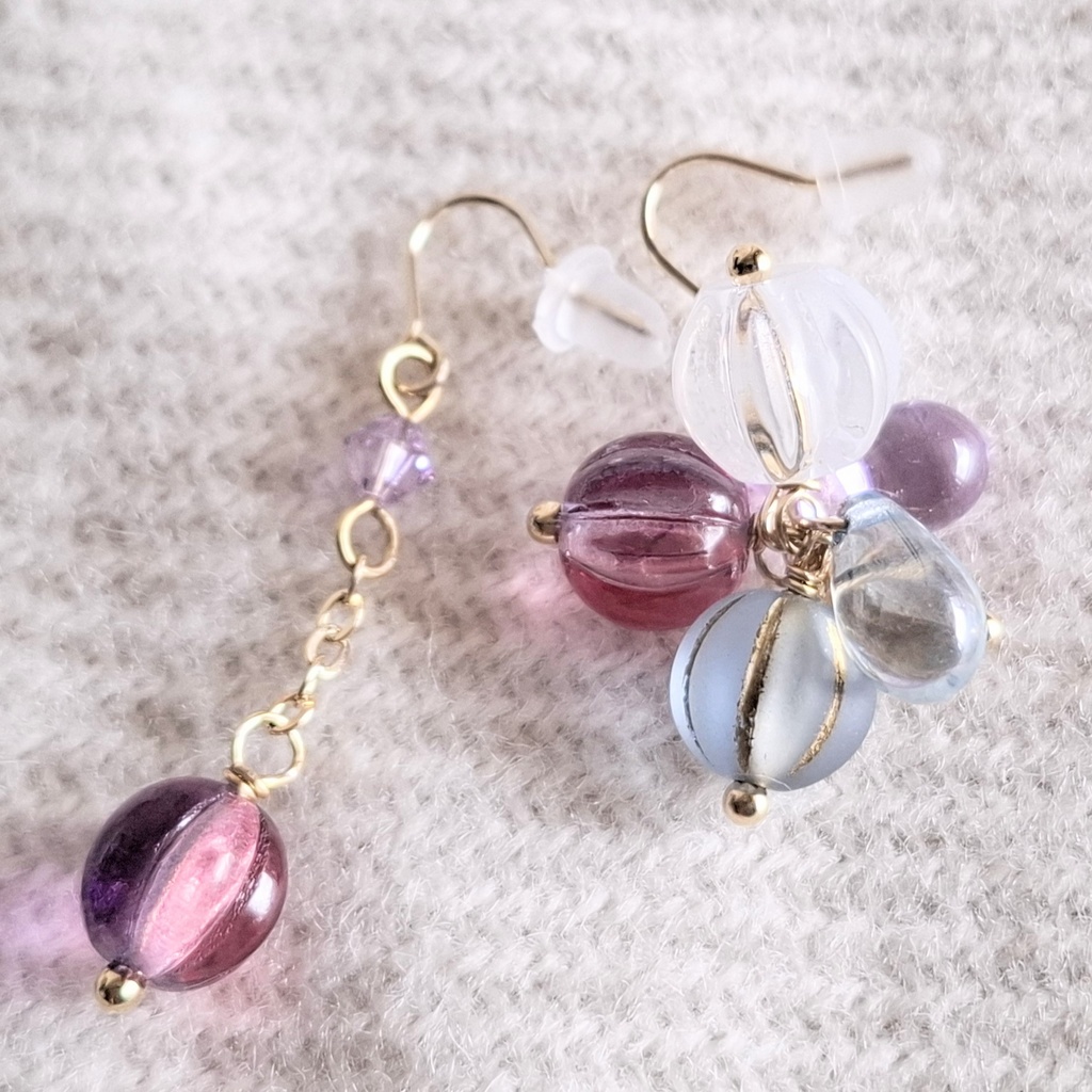 人魚の泡~恋~チェコガラスの泡になって ピアス/イヤリング/ノンホールピアス