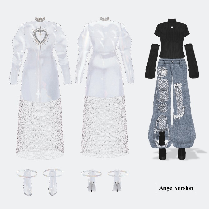 【2 types】天使と悪魔ワンピース(Angel and Devil Dress Set)【VRoid 衣装】