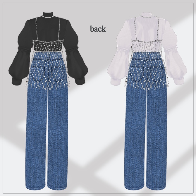Tops and denim Bustier set【VRoid 衣装】