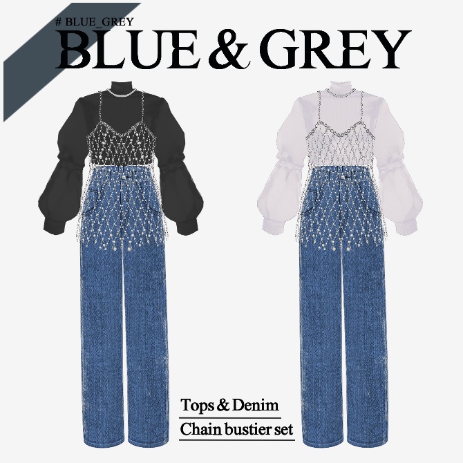 Tops and denim  Bustier set【VRoid 衣装】