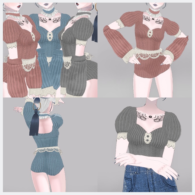【3 color】knit set【VRoid 衣装】