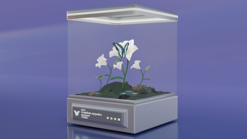 Butterfly  Pod　蝶のテラリウムインテリア(ループアニメーション付き)