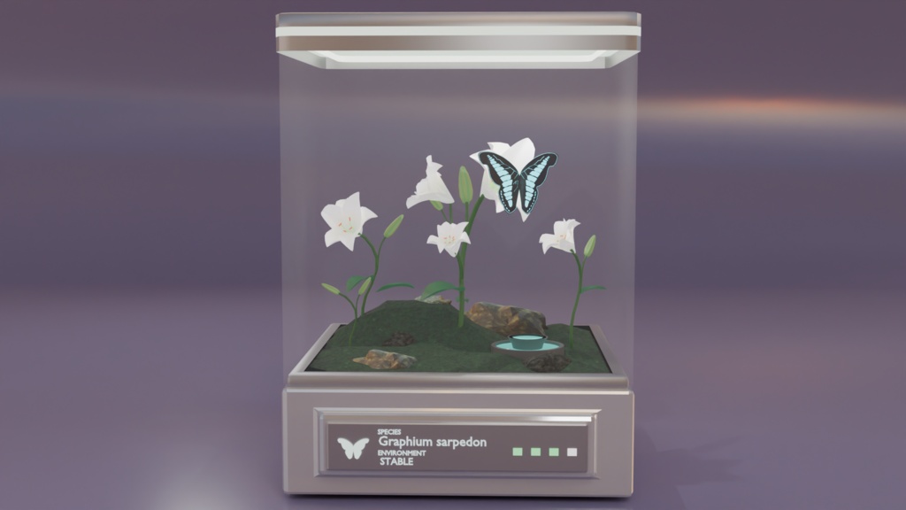 Butterfly Pod 蝶のテラリウムインテリア(ループアニメーション付き)