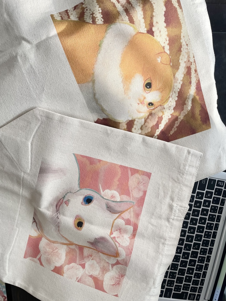 花と猫トート - スコティッシュ