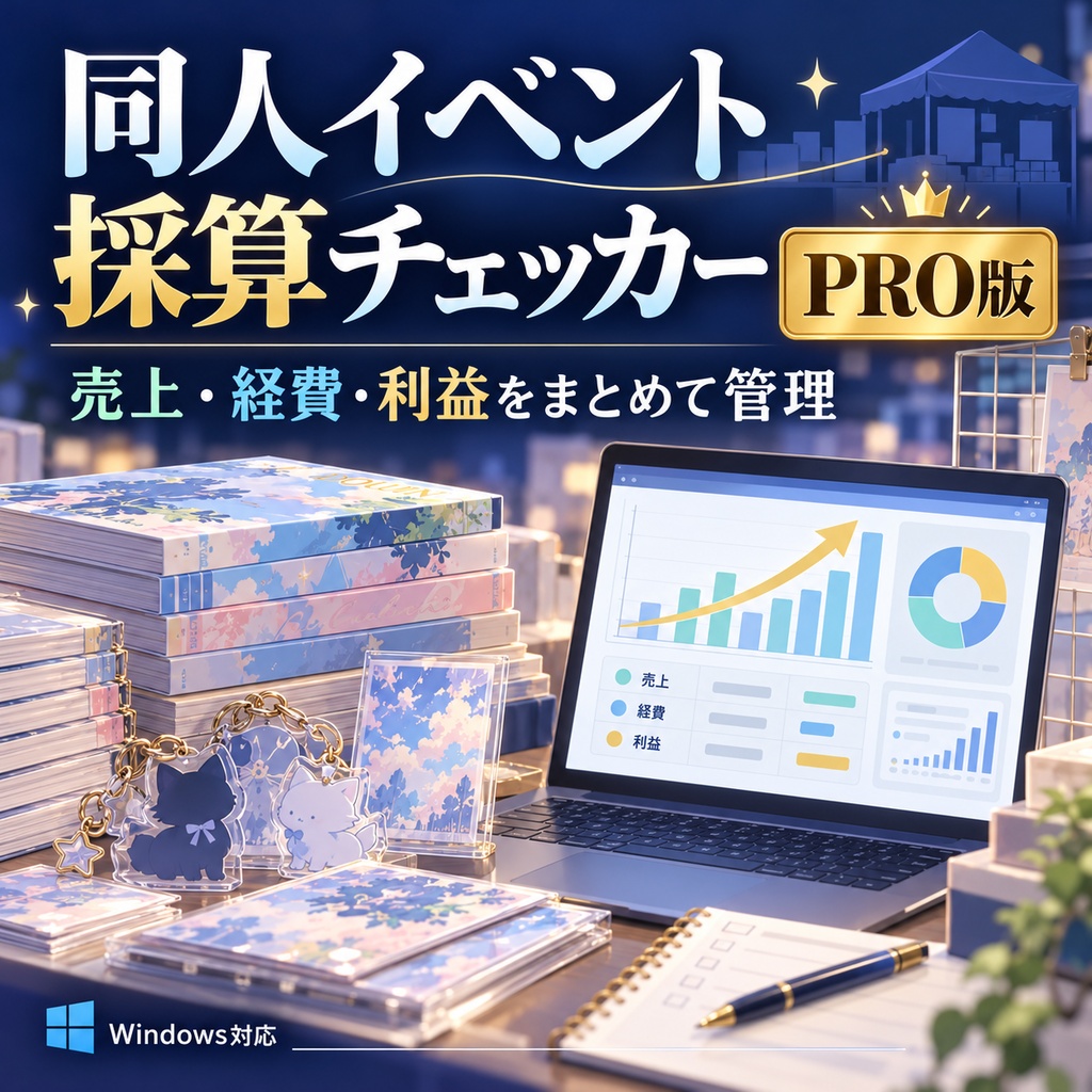 同人イベント採算チェッカー PRO版｜売上・利益・損益分岐点を簡単計算【Windows対応】