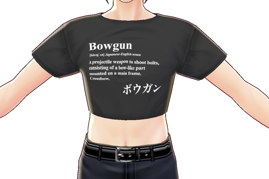 VRoid衣装「BowGun」辞書風ウェア | "BowGun" Japanenglish Definition wear for VRoid avatar