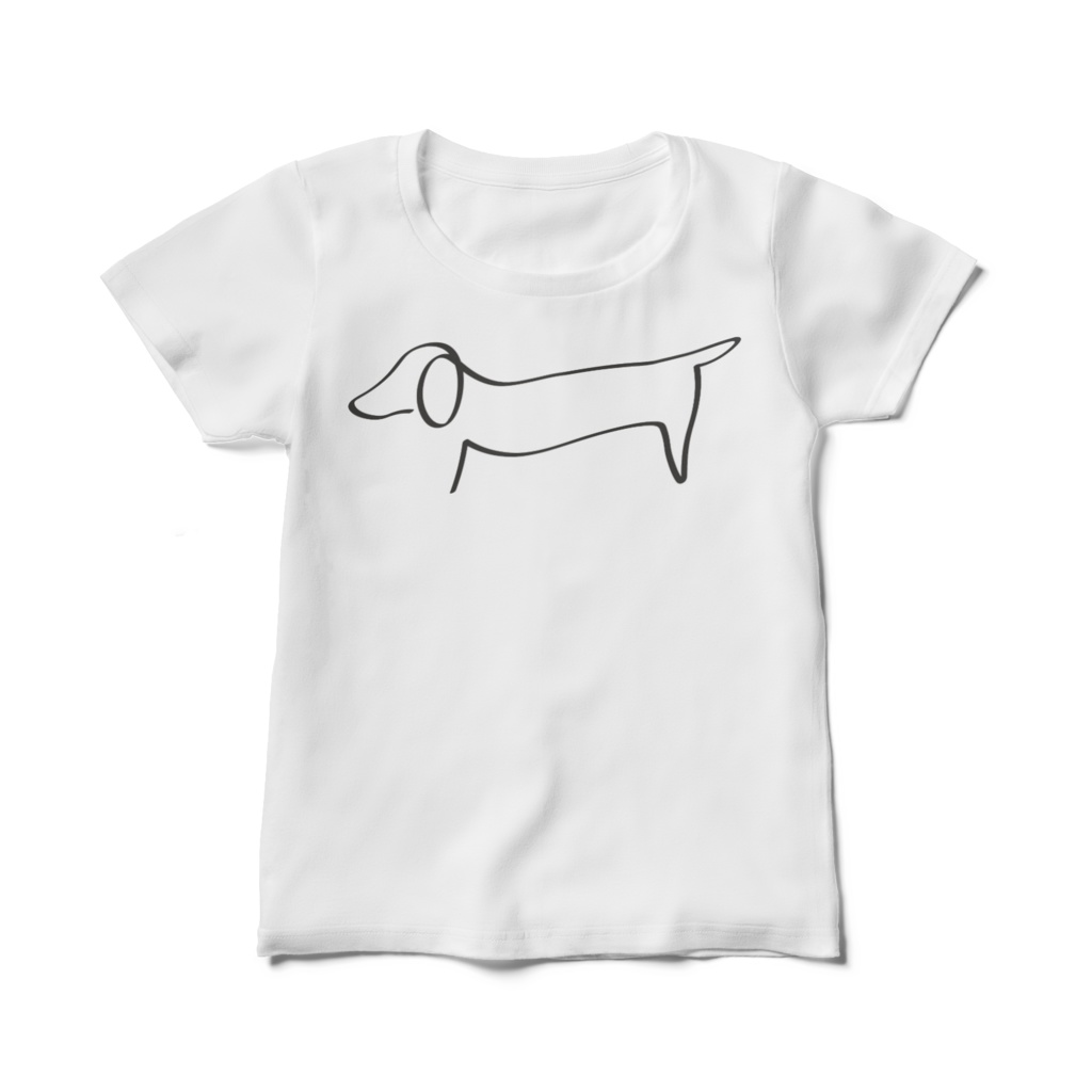 ダックスフンド 線画 Tシャツ