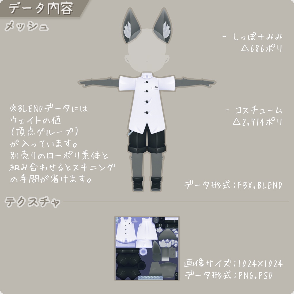 【ロポさん/コスチューム】ケモノクロA