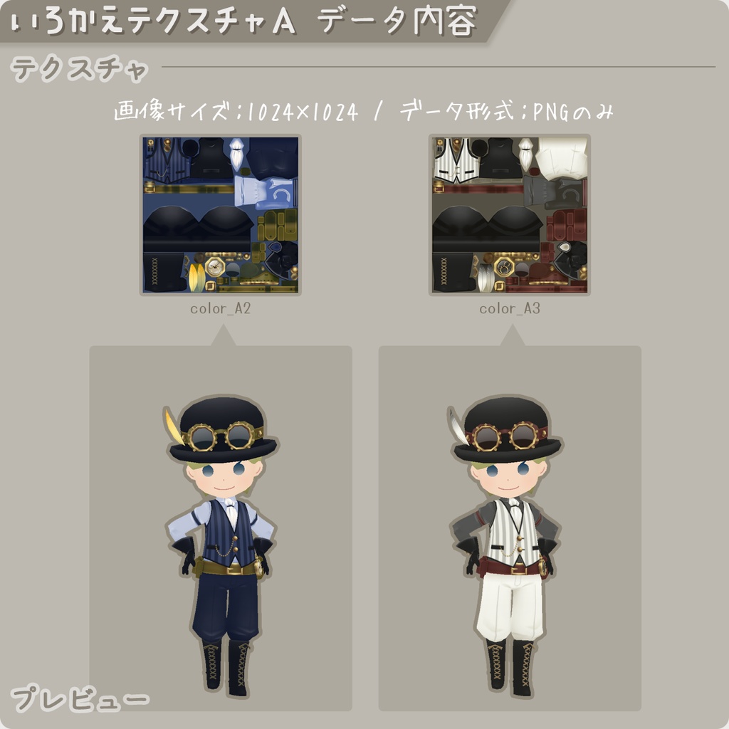 【ロポさん/エトセトラ】いろかえテクスチャ / スチームパンク