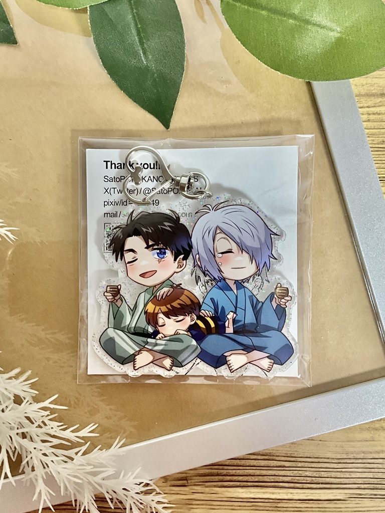 ゲ謎 水木+ゲゲ郎+鬼太郎ホログラムアクリルキーホルダー【酒】