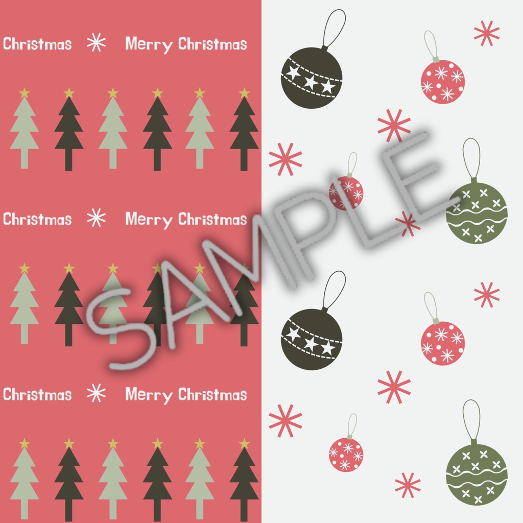 Traditional Green&Coral&Brown クリスマス デジタルペーパー シームレスパターン 10セット