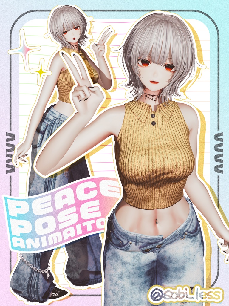 Kawaiiピースポーズ集60set【VRChat想定】