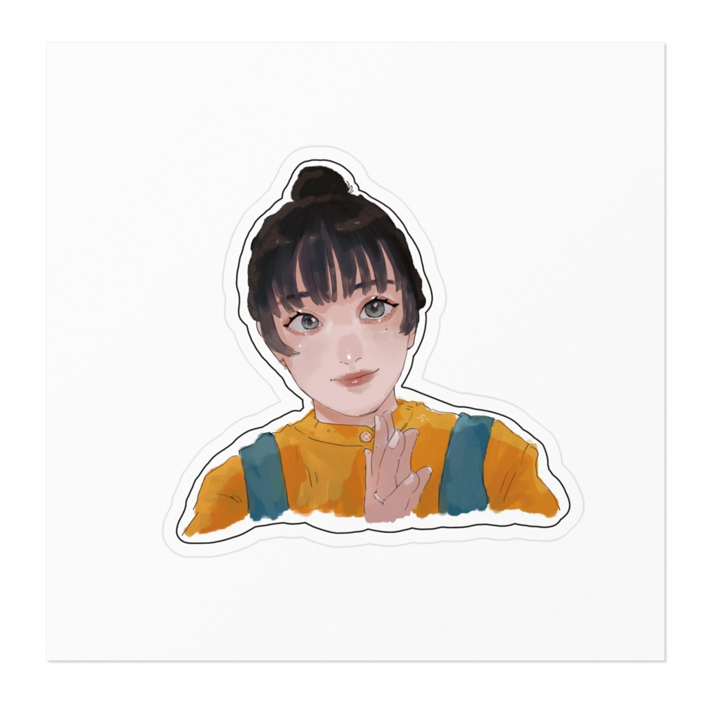 団子ヘア女の子のステッカー