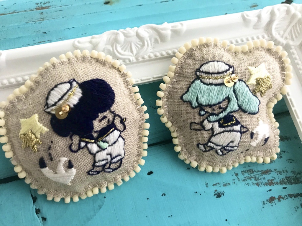 石かり刺繍ブローチセット／セーラー