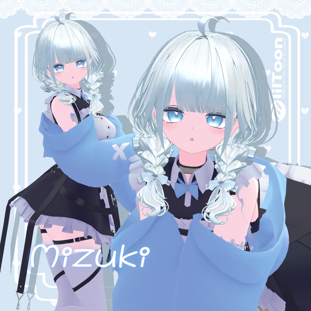 【14アバター】Fluffy braid Hair 【VRChat用Hair】