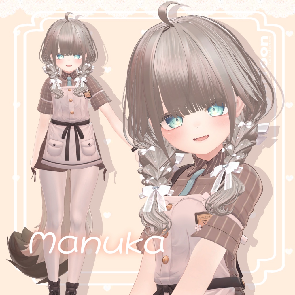 【14アバター】Fluffy braid Hair 【VRChat用Hair】