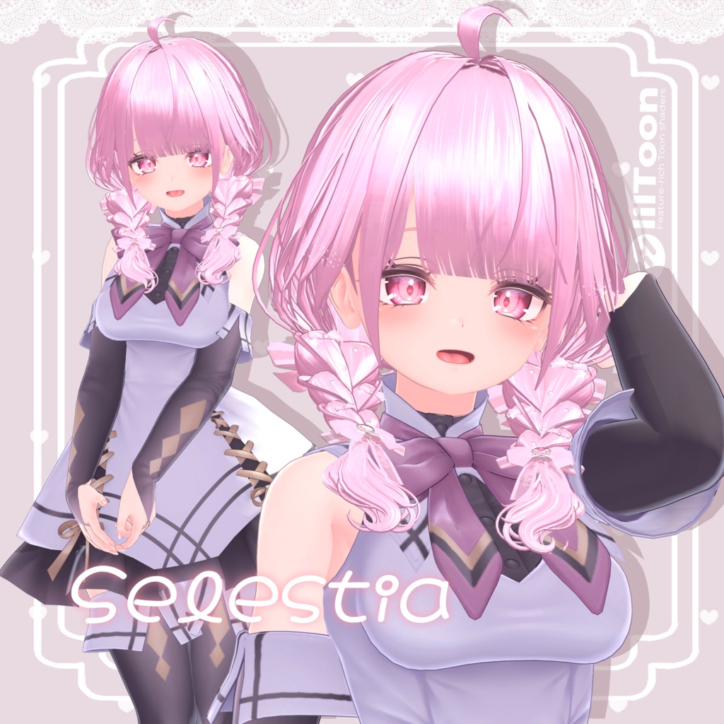 【14アバター】Fluffy braid Hair 【VRChat用Hair】