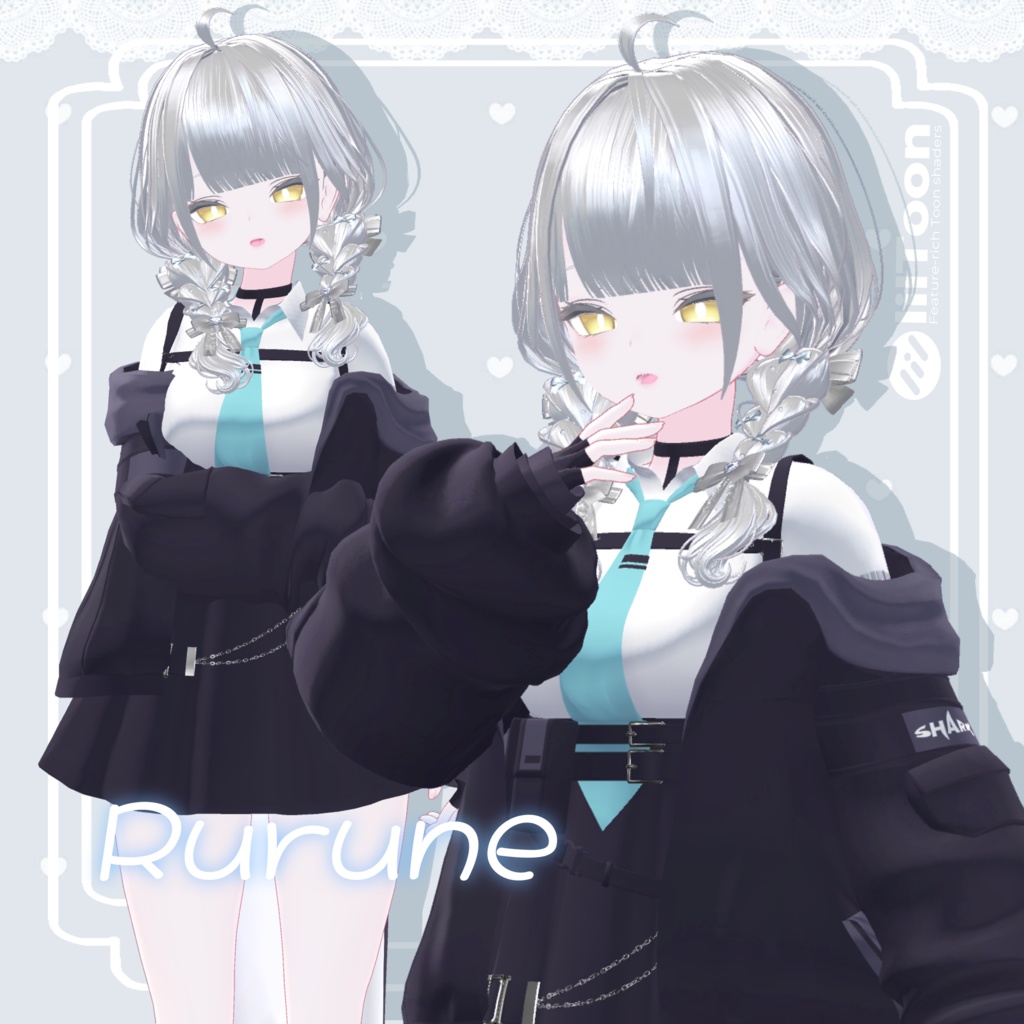 【14アバター】Fluffy braid Hair 【VRChat用Hair】