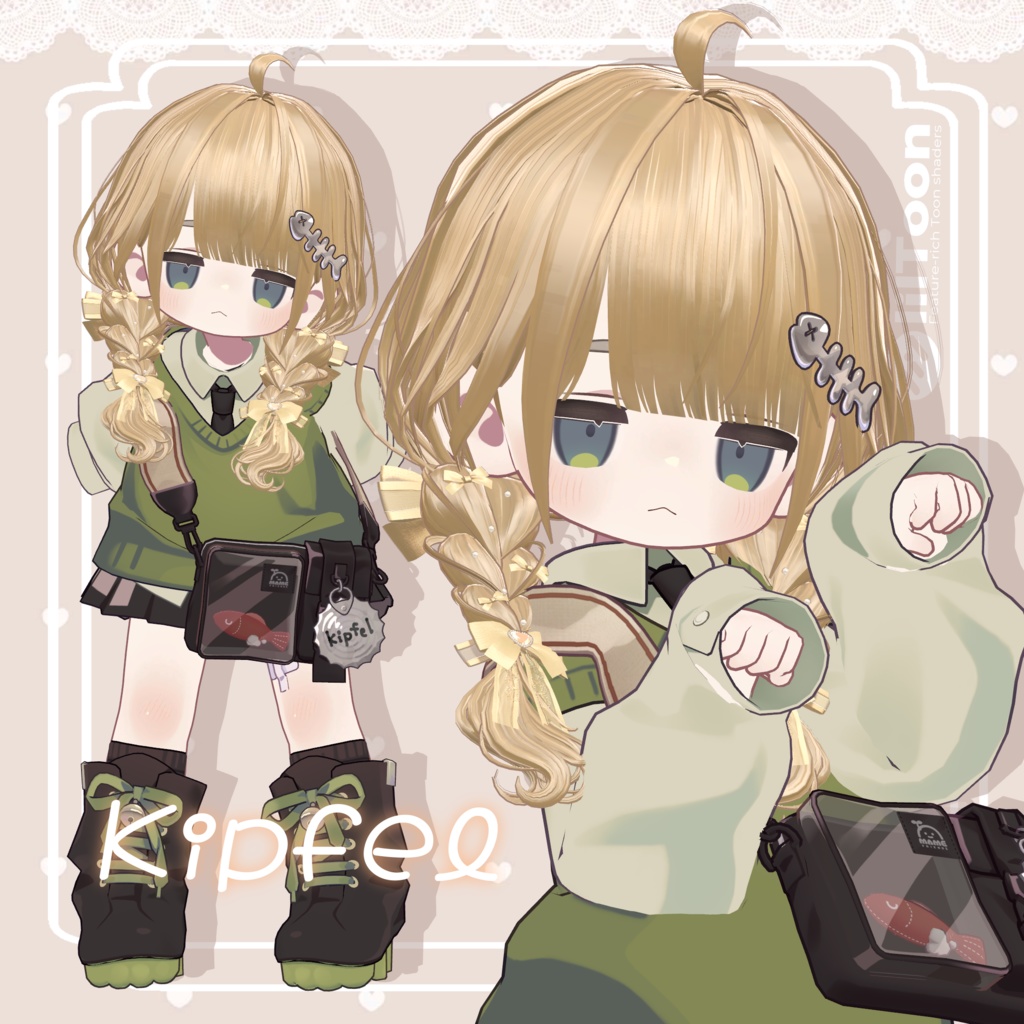 【14アバター】Fluffy braid Hair 【VRChat用Hair】