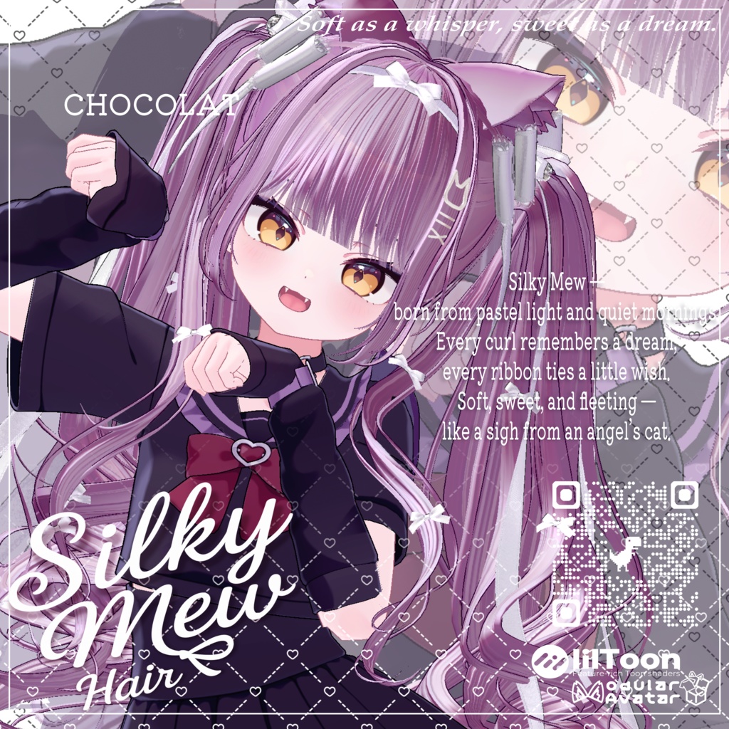 【🎁プレゼント企画中🎁】 VRC H♥ir .exe 003 ☁️Silky Mew Hair🤍シルキーミューヘアー🤍【14アバター対応】