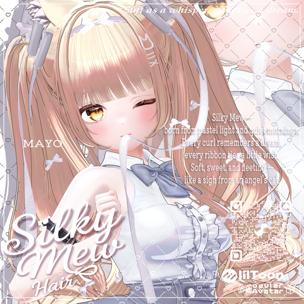 【14アバター対応】 VRC H♥ir .exe 003 ☁️Silky Mew Hair🤍シルキーミューヘアー🤍【VRC】
