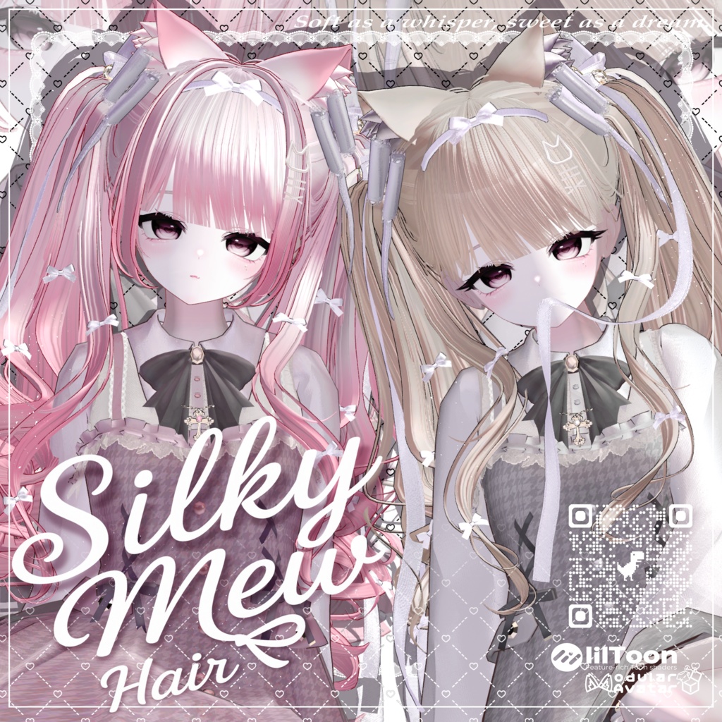 【🎁プレゼント企画中🎁】 VRC H♥ir .exe 003 ☁️Silky Mew Hair🤍シルキーミューヘアー🤍【14アバター対応】