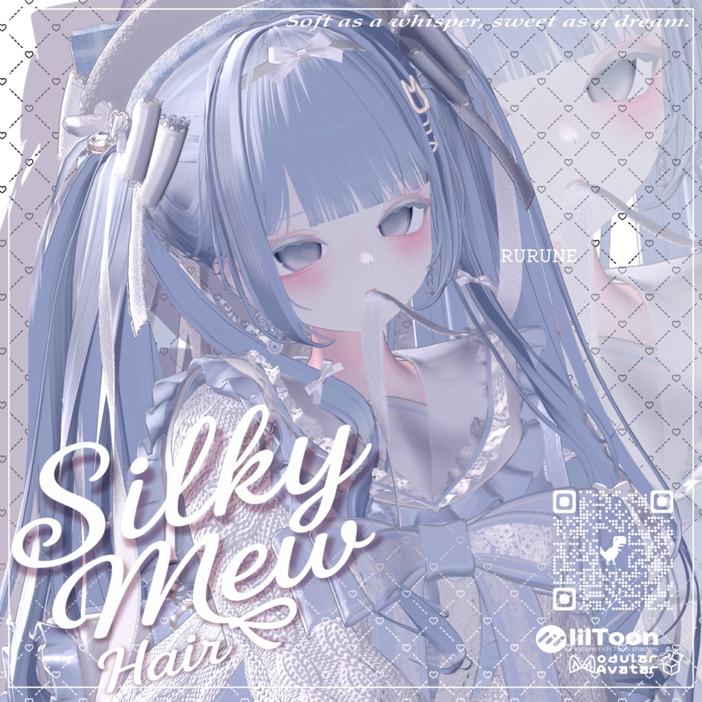 【14アバター対応】 VRC H♥ir .exe 003 ☁️Silky Mew Hair🤍シルキーミューヘアー🤍【VRC】