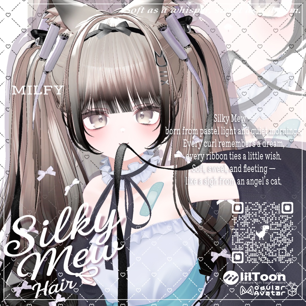 【🎁プレゼント企画中🎁】 VRC H♥ir .exe 003 ☁️Silky Mew Hair🤍シルキーミューヘアー🤍【14アバター対応】