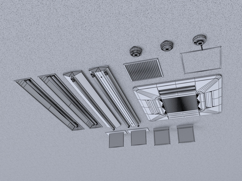 オフィス天井 照明・設備系セット【日本の小物・プロップ】