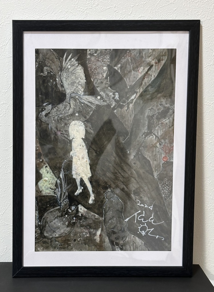 わくのそと展　サイン入りDMポスター額あり（Ａ3サイズ）