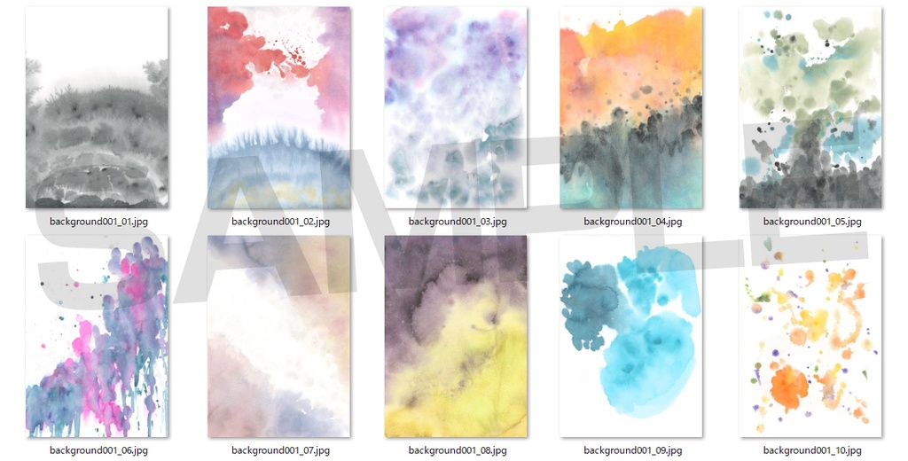 【商用フリー】アナログ水彩テクスチャ10種(ハロウィンその2)